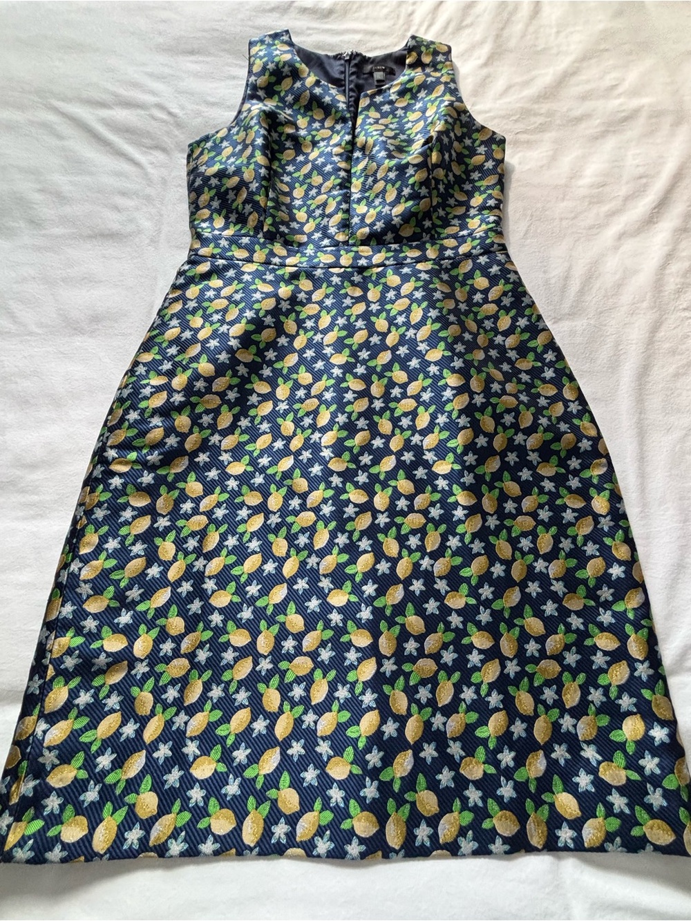 NWOT! RARE! J.Crew V-Neck Lemon Jacquard Print Dress